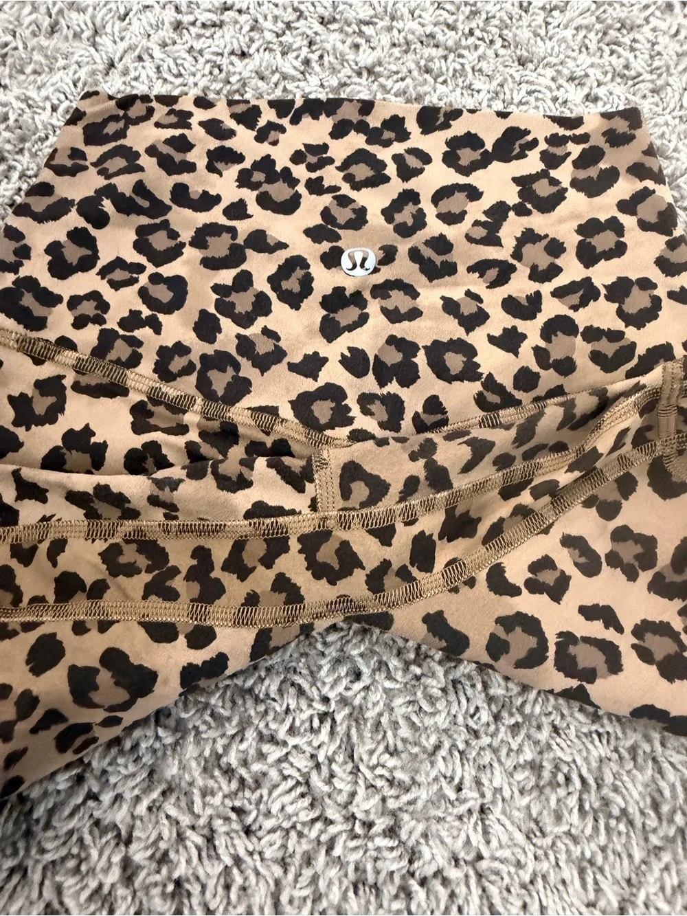 NWOT: lululemon athletica Leopard Print High-Rise Bike Shorts - Tan/Black - Picture 3 of 4